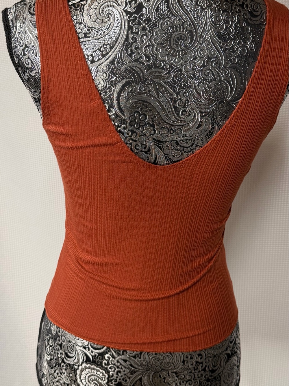 Caution To The Wind Ribbed Button-Front Tank Top in Rust - Picture 5 of 11